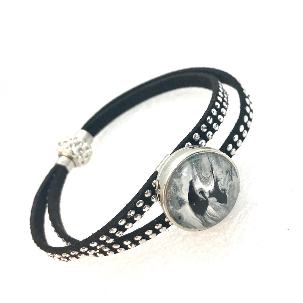 Leather snap bracelet Handmade 20mm snap SB20